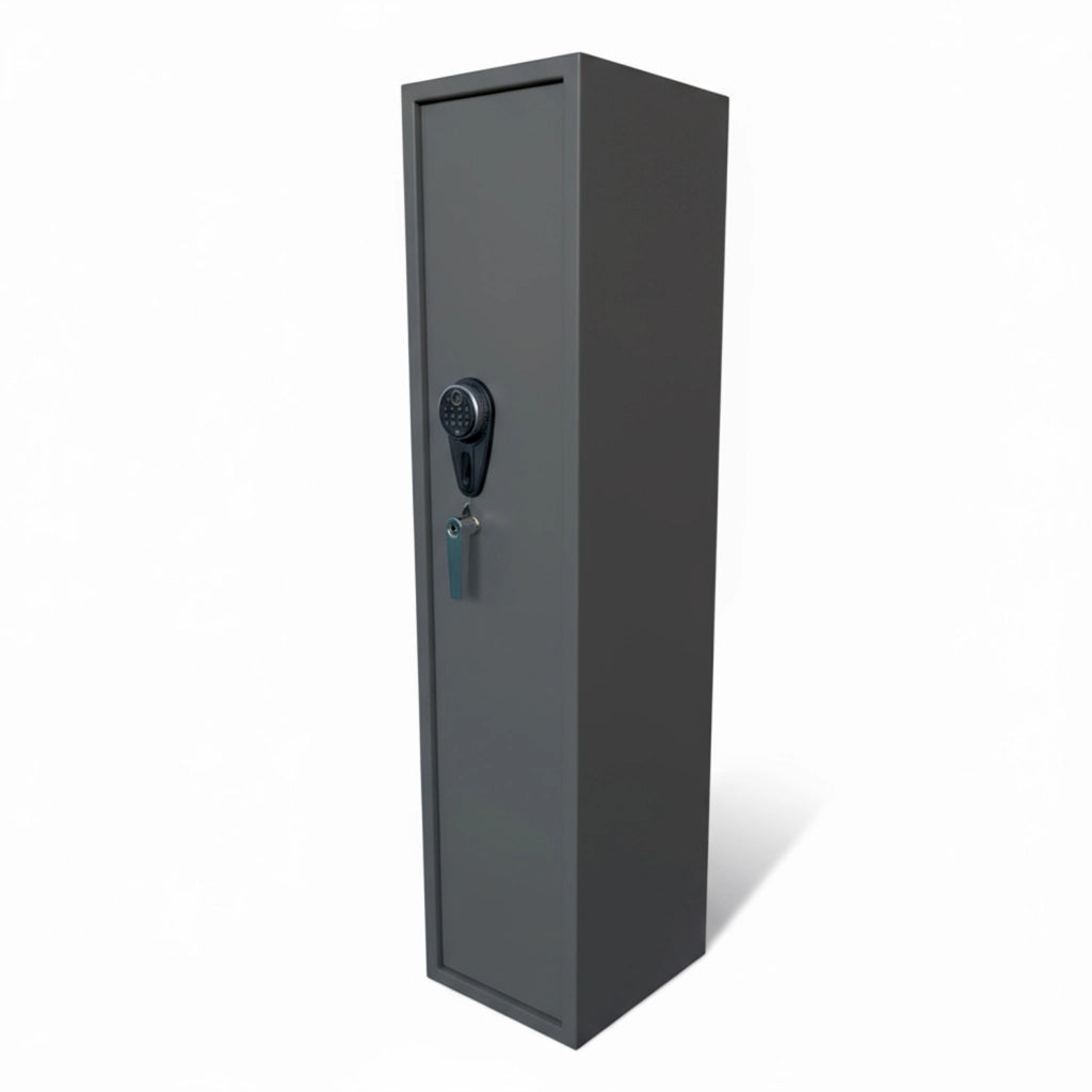 Armadio Blindato Portafucili In Acciaio Per Armi Con Tesoretto Serratura Digitale E Chiave Tasca Porta Oggetti Cassaforte Sicura 145 X 25 X 20 Cm 2 Posti Grigio Scuro
