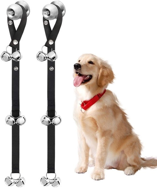 Trainingsbelletjes per due pezzi - Zindelijkheidstraining - Deurbellini per animali domestici - Nylon/Roostvrij staal - Cavo 2,5 cm di larghezza - Lunghezza 114 cm - Aiuto per la formazione di un cane