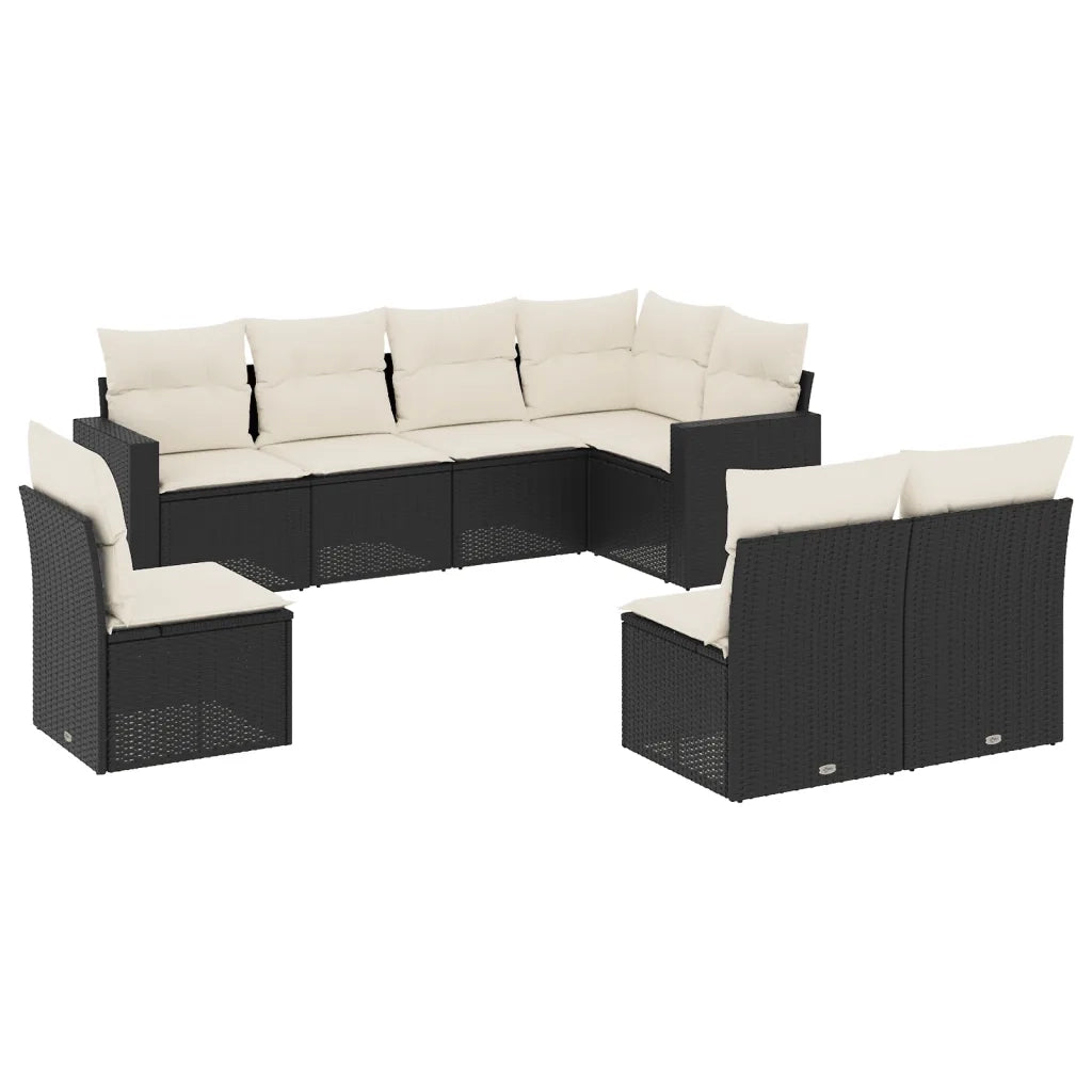 Set Divani da Giardino con Cuscini 8 pz Nero in Polyrattan 3251403