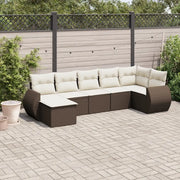 Set Divani da Giardino 7 pz con Cuscini Marrone in Polyrattan 3221682