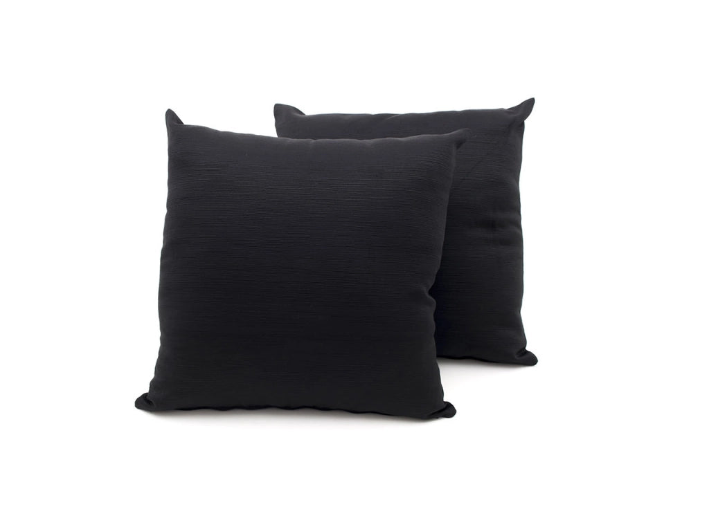 Coppia Cuscini Arredo Imbottiti Tessuto Ottoman In Tinta Unita Colore Nero 22 - 50x50 - Nero 22