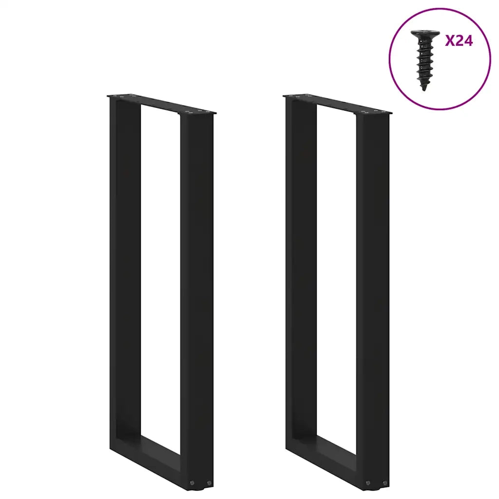 Gambe per tavolo da bar a forma di U 2 pz nere 50x(100-101) cm in acciaio 4013232