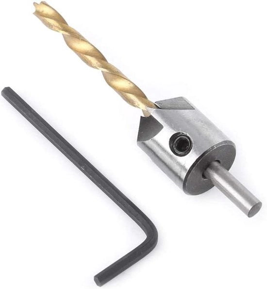 Set di fori con spirale per lavorazione del legno - Attrezzo per carpenteria più ampio - Bucato a testa rotonda con chiave a stella - Adatto per lavorazione del legno - 4,5mm