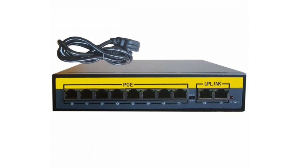 Switch POE 8 Porte Canali Telecamere IP ETHERNET Lan + 2 Porte UPLINK 100 48v 120w