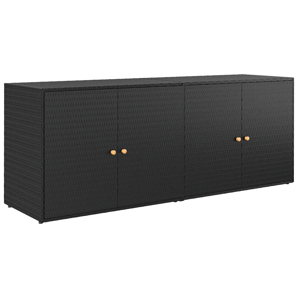 Mobiletto da giardino nero 198x55,5x80 cm in polyrattan 319870