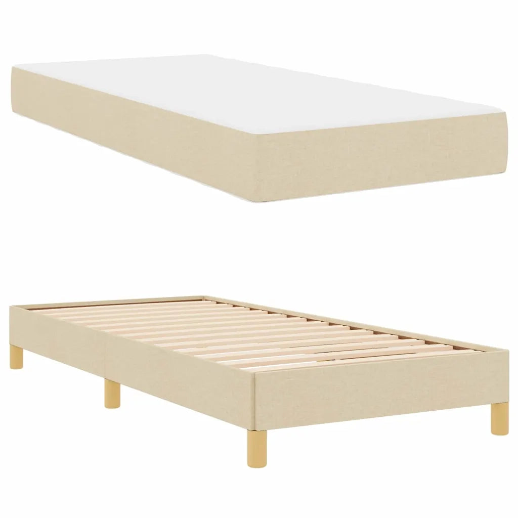 Letto a molle con materasso Crema 90 x 190 cm Tessuto
