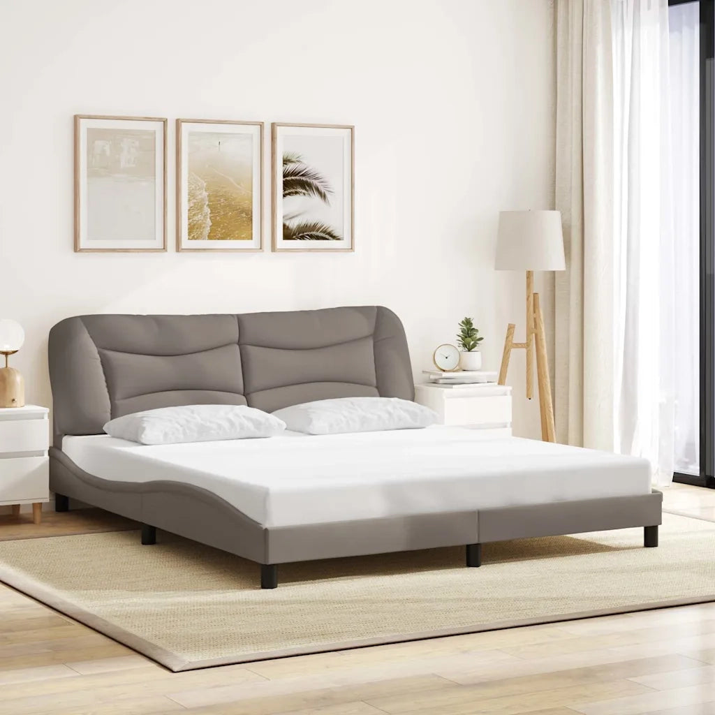 Letto matrimoniale | Letto per adulti | Giroletto senza Materasso Hvar Tortora 180x200 cm in Tessuto