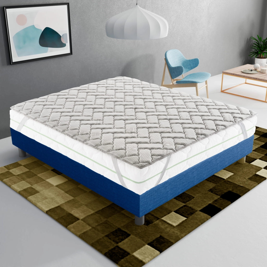 Topper Matrimoniale 200x200 in memory foam 3 cm con rivestimento Trapuntato con Elastico