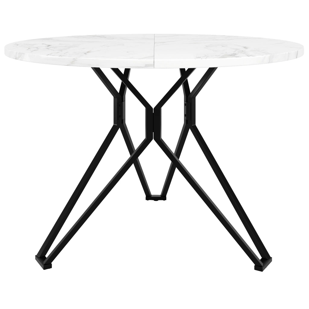 Tavolo da Pranzo Rotondo per 4 Persone con Piedini Regolabili; in MDF e Metallo; Nero; 100 x 100 x 76 cm