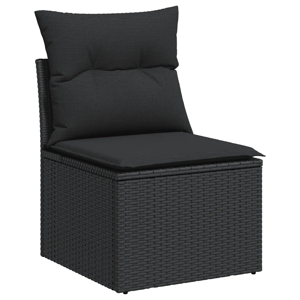 Set Divani da Giardino 10pz con Cuscini in Polyrattan Nero 3326536