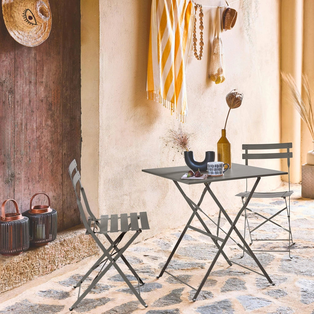 Set tavolo da giardino pieghevole in acciaio con 2 sedie, 70cm, verde