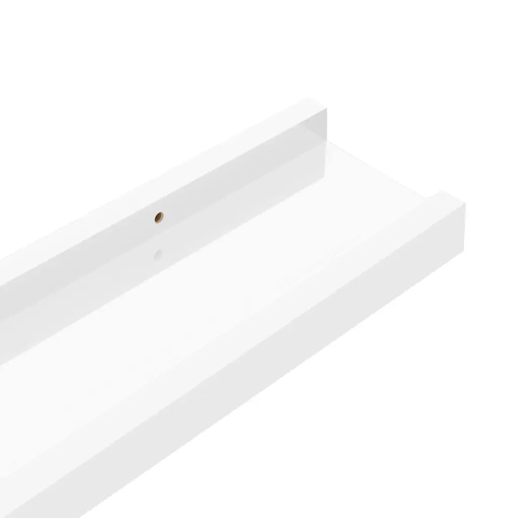 2 pz Mensole da Parete | Scaffali a Parete | Ripiano a parete Bianco Lucido 40x9x3 cm