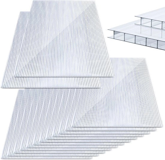 28 pannelli di policarbonato - Resistenti ai raggi UV 60,5x121cm 20,5m² - Trasparenti - Pannello di policarbonato - Fai da te - Pannello di serra - Resistenti ai raggi UV