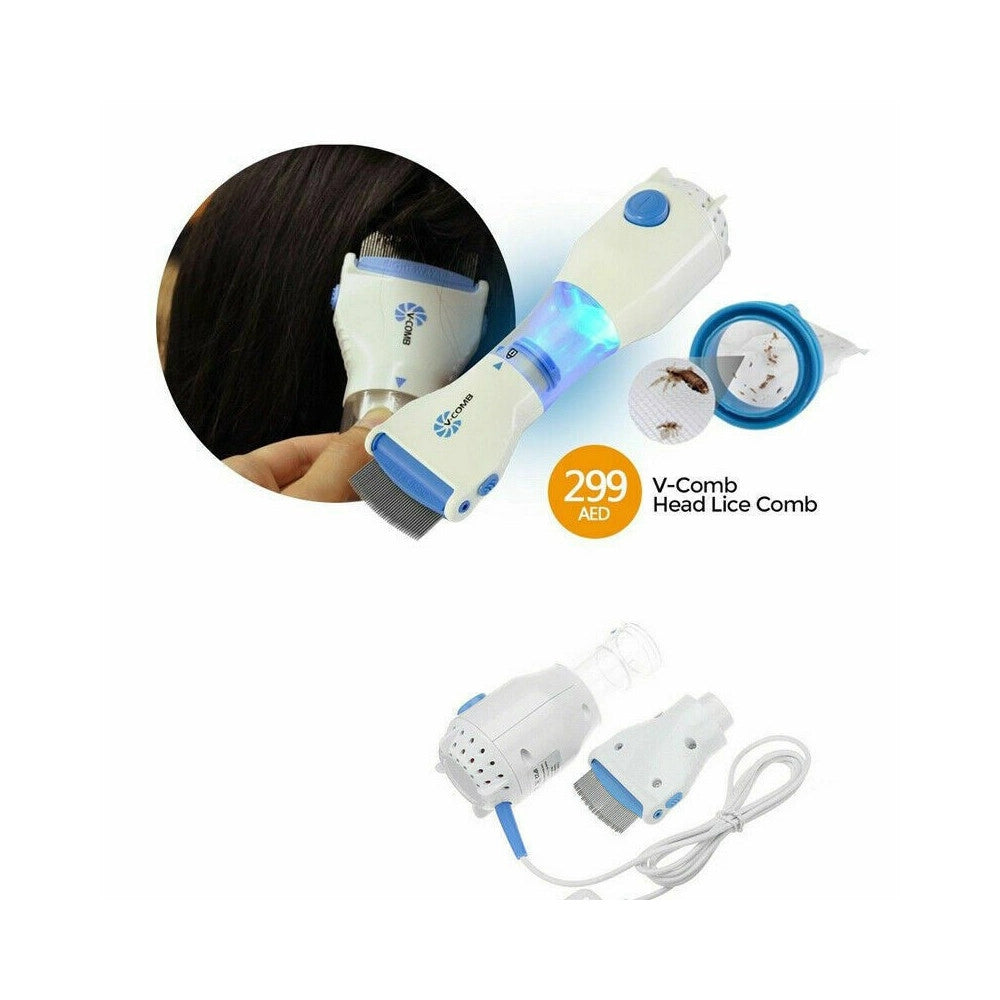 Trade Shop - Pettine Led Elettrico Aspira Elimina Pidocchi Lendini E Uova Capelli Bambini -