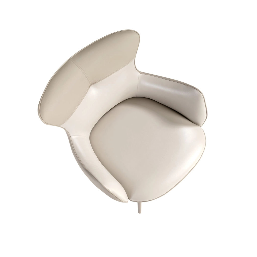 Sedia girevole in similpelle bianco sporco e greige