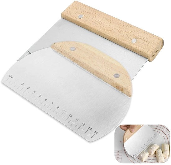 Set di spatole in acciaio inossidabile con manico in legno per la preparazione di pasta e pizza - attrezzatura da cucina professionale