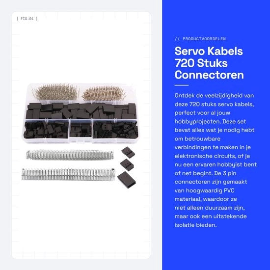 Cavi di Servo - 720 Pezzi di Connettore - 3 Pin - Isolamento Eccellente - Adatto per Progetti di Hobby - Kit di Presa - Robusto e Duraturo