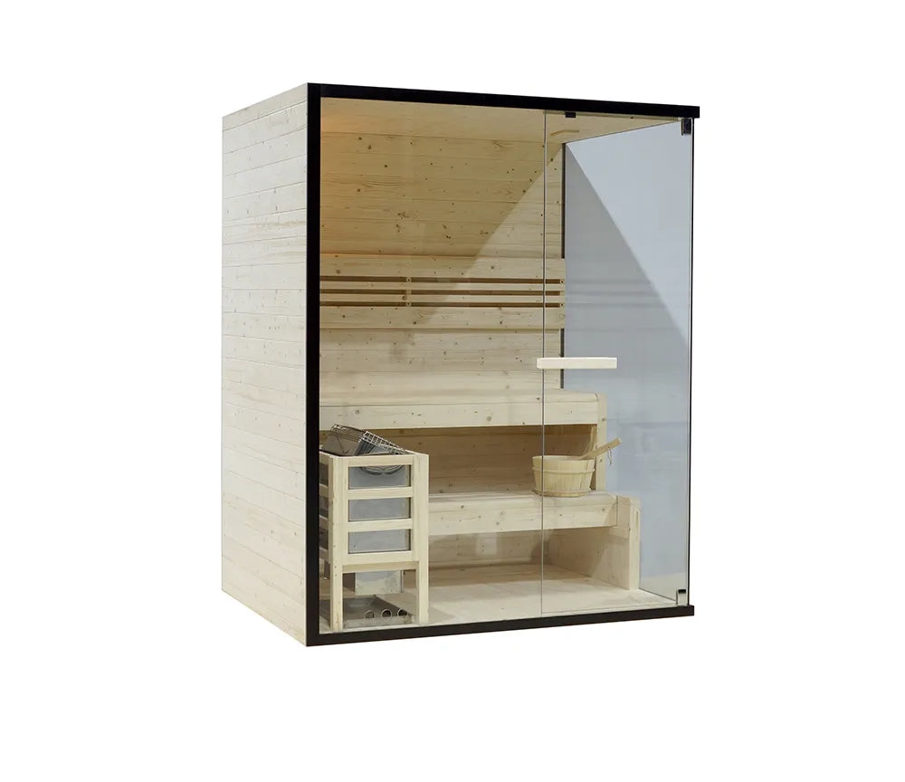 Sauna finlandese da interno 2-3 persone 150x120cm h190 in legno di abete | Kivi