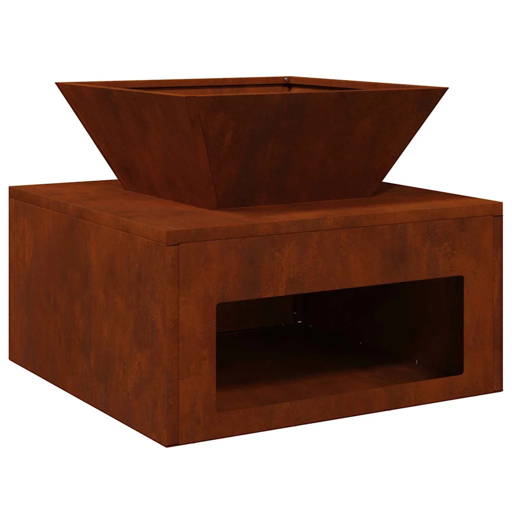 Focolare-Stufa-Camino Ruggine 50 x 50 x 40 cm acciaio corten 543037