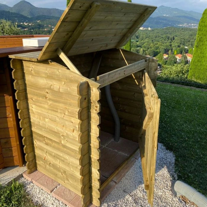 Locale Tecnico In Legno 1,20 X 0,89 X H.1,13 M Per Piscine Fuori Terra  Misure: 1.20 X 0.89 m, Altezza: 113 cm