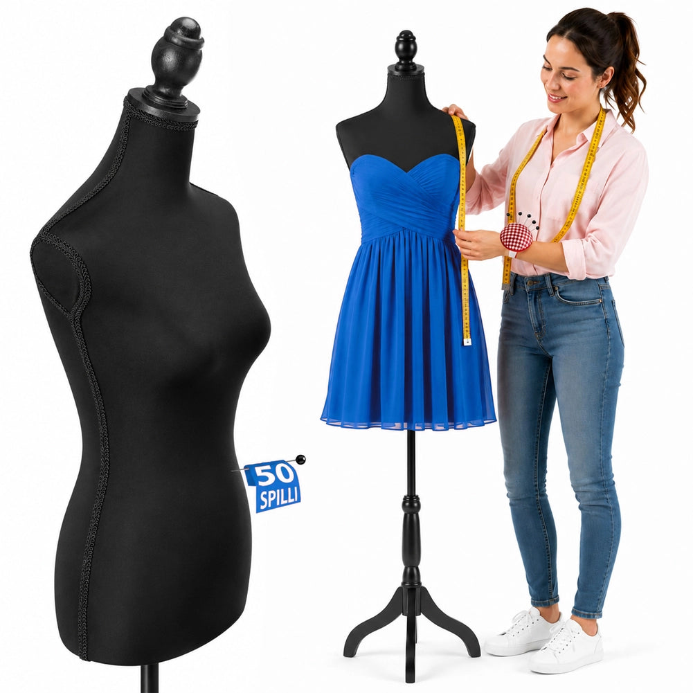 Manichino Sartoriale Femminile con 50 Spilli Modello Total Black Sartoria Donna
