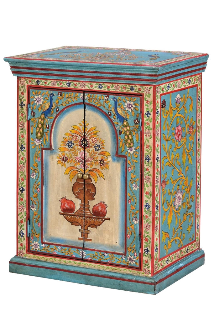 Comodino in legno di mango multicolore