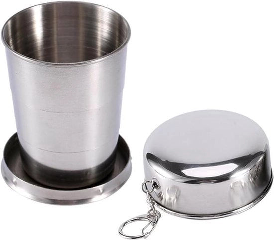 Bicchiere da Campeggio Opvouabile - Acciaio Inossidabile - Bicchiere Opvouabile - Campeggio - Viaggio - Idoneo per Viaggi - Argento 240ML Bicchiere da Campeggio Opvouabile - Acciaio Inossidabile.
