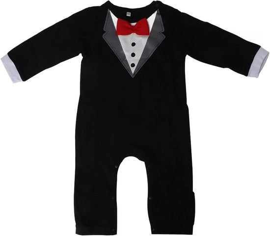 Rompiere per Bambini con Decorazione Farfalla - Nero - Misura 80 cm - Tessuto di Cotone - Facile da Indossare e da Rimuovere
