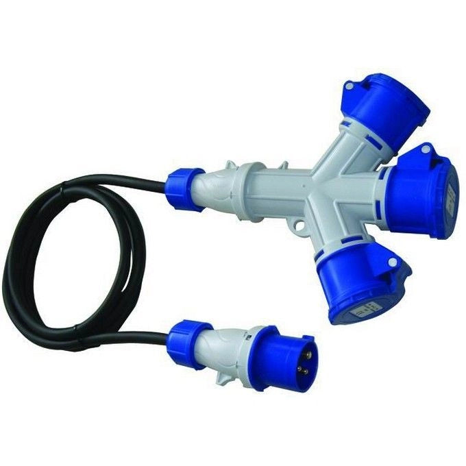 Adattatori Cee-Blu 230V-16A 3 Prese con Cavo M.1,5 Art. 1502