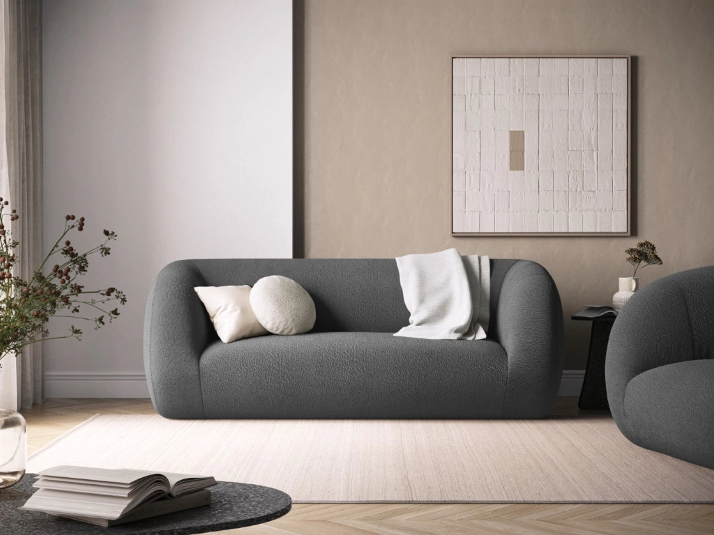 Cosmopolitan Design - Divano "Essen" 2 posti in bouclé grigio scuro 