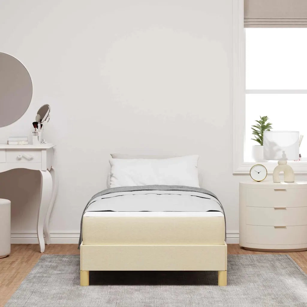 Letto a molle con materasso Crema 90 x 190 cm Tessuto