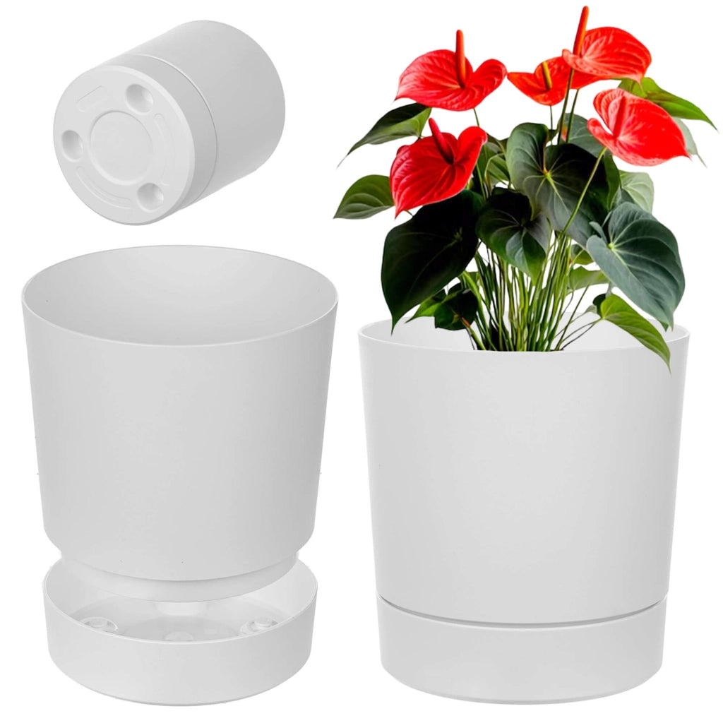 Vaso da fiori KADAX con supporto, rotondo, in plastica, 20 cm