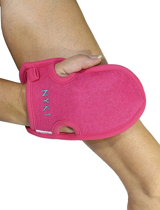 Pompa per la pelle secca - Rimuovi la pelle morta e screpolata, Tan Remover, guanti di pulizia per spugna da bagno, doccia, centro benessere, spazzola per il corpo, sapone, detersivo, peeling per braccia e gambe, asciugamano per il viso
