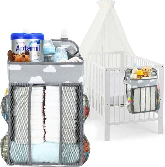 Organizzatore per la raccolta dei pannolini, Caddy per la raccolta dei pannolini, raccolta dei pannolini sul lettino per bambini, automatico, per comodino o parete, Caddy di stoccaggio per pannolini e accessori