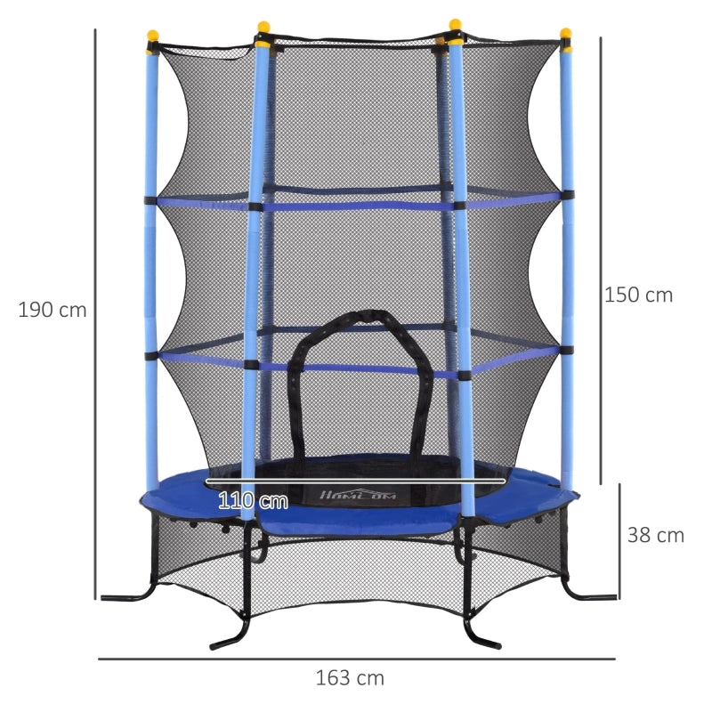 TRAMPOLINO per bambini Ø163 cm con rete di sicurezza blu in acciaio e plastica