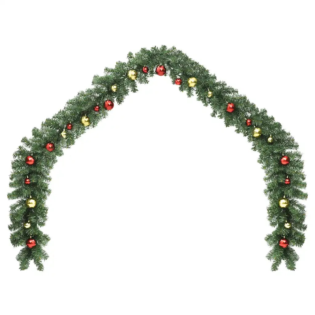 Ghirlanda di Natale Decorata con Palline e Luci a LED-Decorazioni natalizie 10 m