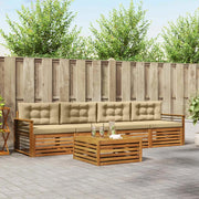 Set di divani da esterno con cuscino 5 pcs Naturale e Beige 3372993