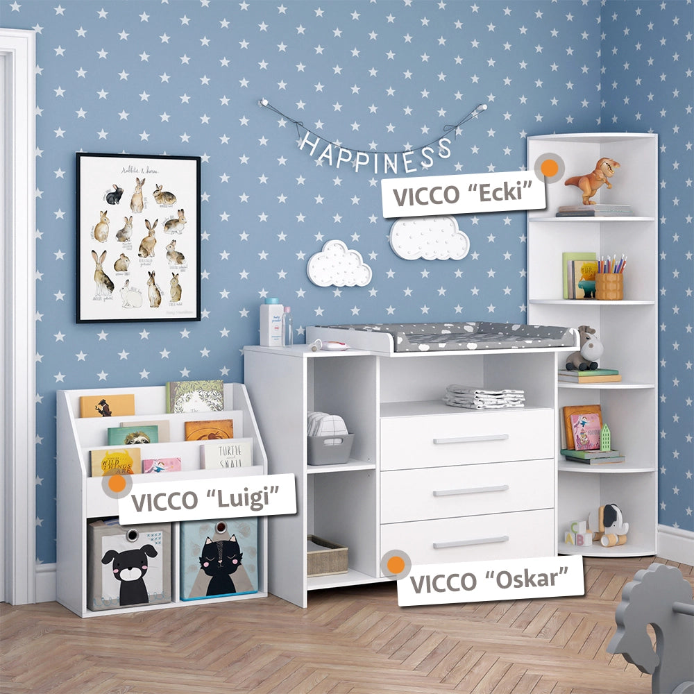Vicco Fasciatoio Bianco 113 x 100 cm con cassetti