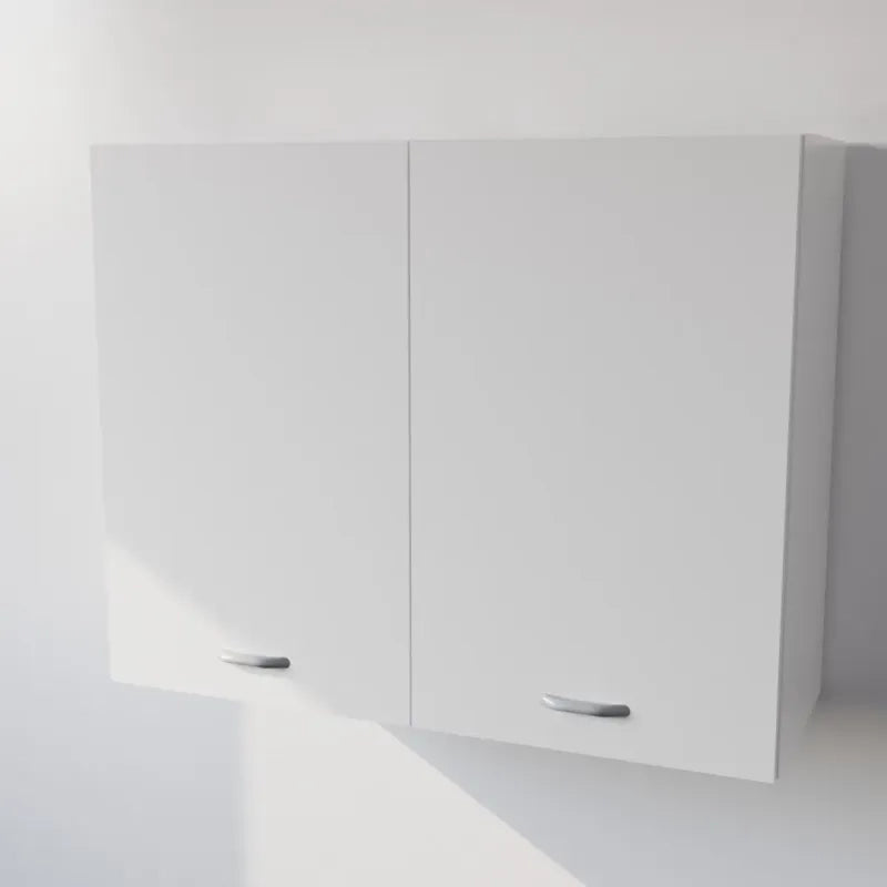 Pensile Cucina  in Legno Nobilitato Bianco, Mobile Alto con 2 Ante, Pensile Componibile Moderno Made in Italy (H72XL90XP33cm)
