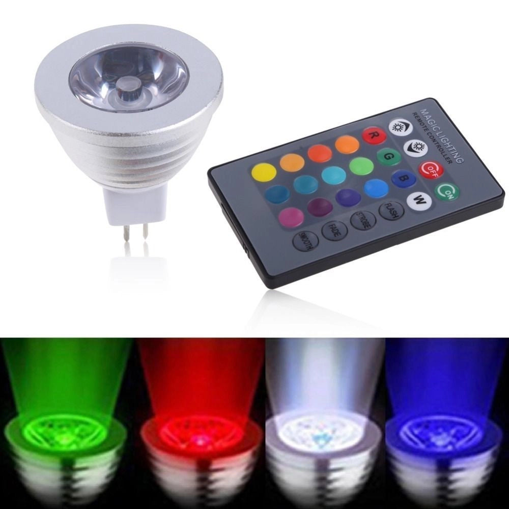 Trade Shop - Faretto Led Luce Rgb Programmabile Multicolor E27 Gu10 E14 Mr16 Con Telecomando -