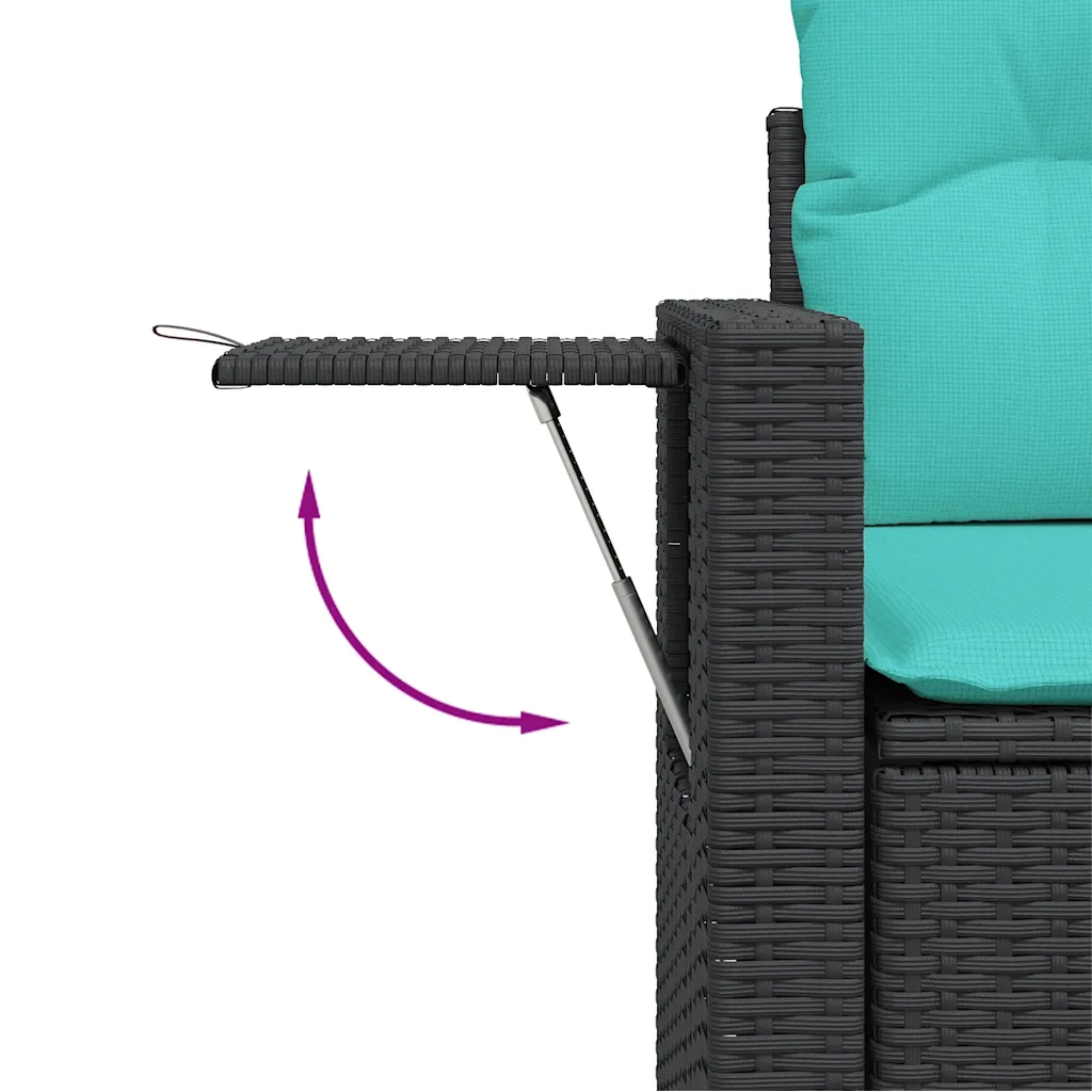 Set Divani da Giardino 7 pz con Cuscini Nero in Polyrattan 3219906