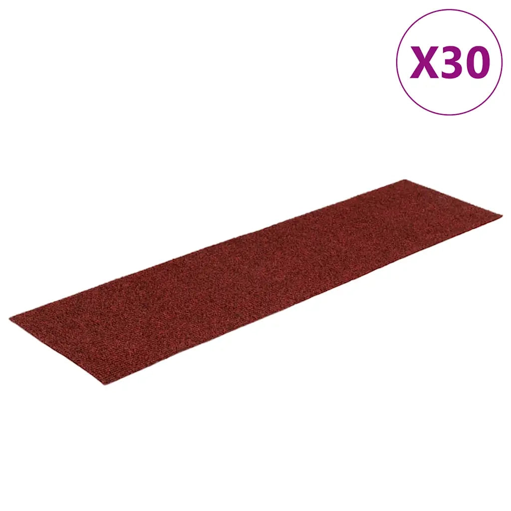 Tappetini per scale autoadesivi 30 pz 76x20 cm Bordeaux Rosso Rettangolari 3365725