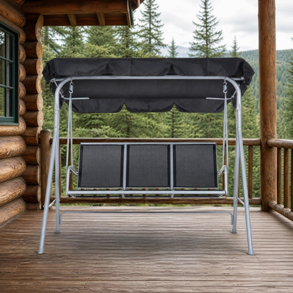 Altalena da giardino a 3 posti con tettuccio regolabile; 171x108x154 cm; grigio; metallo