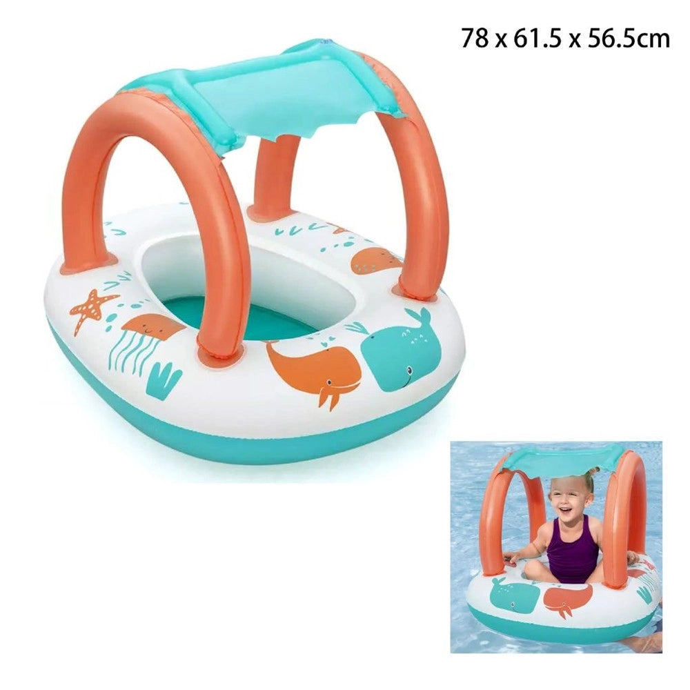 Trade Shop - Canottino Gommone Comfort Plush Per Bambini Tetto Parasole Design Creature Marine 34203 -