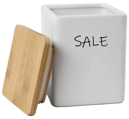 Barattolo quadrato in ceramica con tappo di legno Colore e Fantasia: SALE