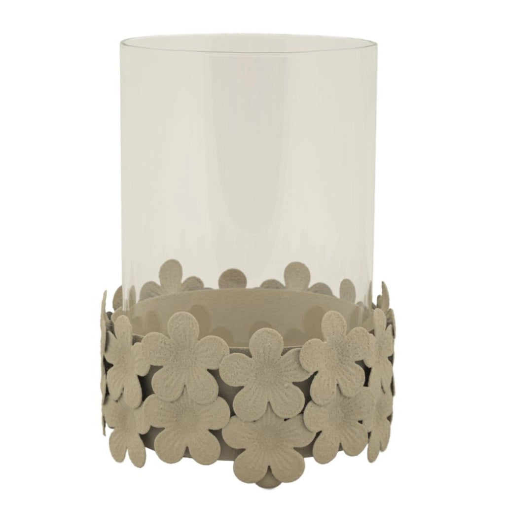 Portacandela VKH749, Beige, Metallo, 12x12x16 cm