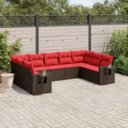 Set Divani da Giardino 9 pz con Cuscini Marrone in Polyrattan 3220603