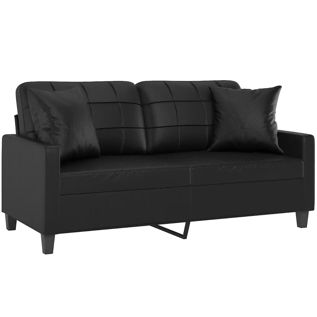 Divano a 2 Posti con Cuscini Nero 140 cm in Similpelle 3200803