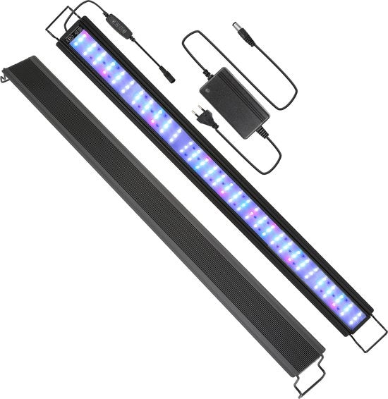 Illuminazione LED per acquario 45W con timer decorazione per pesci d'acqua - Adatto per acquari da 107-130cm - Illuminazione LED RGB per acquario - Tre modalità di illuminazione - Regolatore di timer integrato - Braccio regolabile