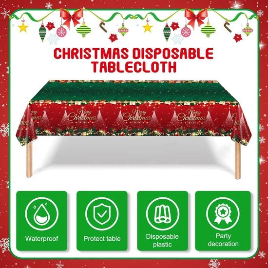 Tovaglie da tavola per Natale - Tovaglie da tavola da un uso - Sostenibili e facili da pulire - Rosso verde - Decorazioni per tavola - Adatto per feste - 1 pezzo